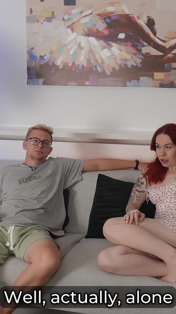 Oral Creampie Stepson Surprised Step Mom with His Big Cock and Huge Cum While We Were Watching TV