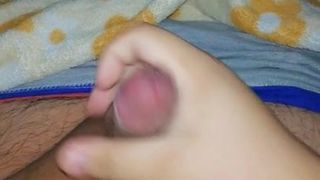Shaven little cock wanked and cumming