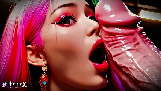 Asia - cewek korea semok - ngentot toket dan nyepong kontol pria antar ras - bokep animasi (suara asmr) (4k ai generated)