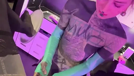 Tattooed Girl Pegs Boyfriend's Ass - Tied Balls & Deep Fingering