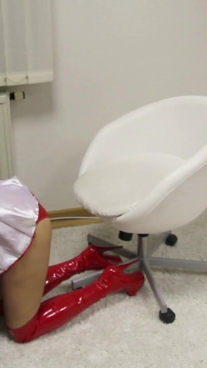 Captivating moment from "German MILF Nurse Katie Gives Young Virgin Boy His First Blowjob"