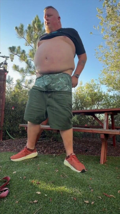 Chubby Guy Almost Caught Playing with His Soft Cock | Clip 2