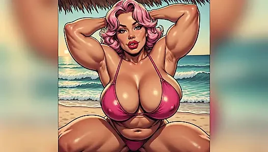 Загорелые крошки на пляже, Ai Art