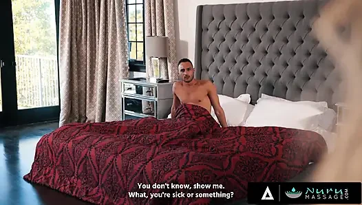 NURU MASSAGE - Sexy Masseuse Cherry Kiss Fucks Her Client's Cock For Good Reviews