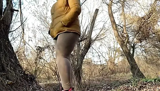 Wet Pussy of a Mature MILF Squatting and Peeing