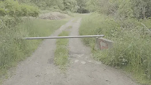 Redhead BBW Pisses Next to a Gate
