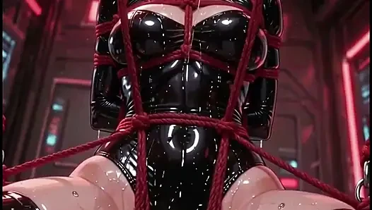 Bondage Anime Girl 2 Latex rope gagball