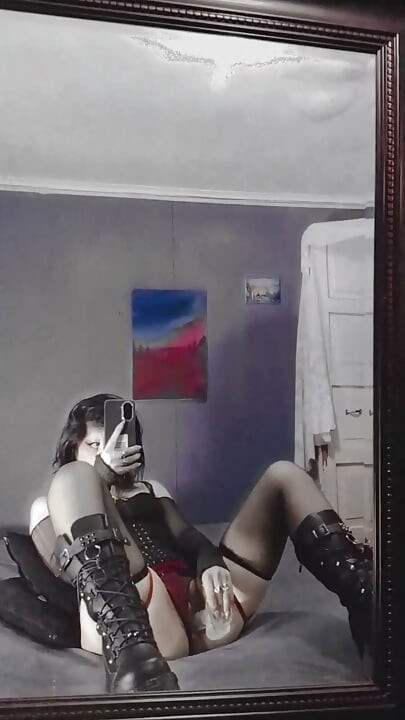 Goth Latina, dildo, boots and uncensored  masturbation
