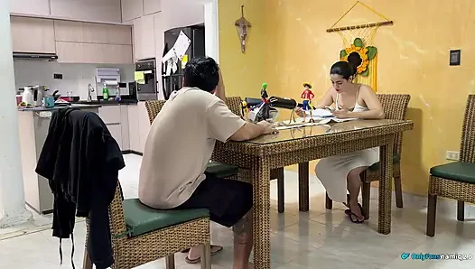 I fuck my wife's daughter in front of her and she joins the sex!