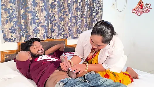 The female doctor took good care of the patient's penis.