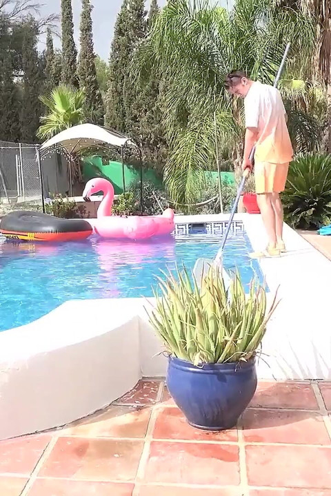 47yo Busty Mature MILF Marie Fucks the Pool Boy