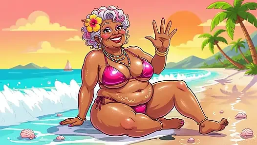 İri göğüslü nine plajda azdırıyor - yeni yapay zeka tarzı