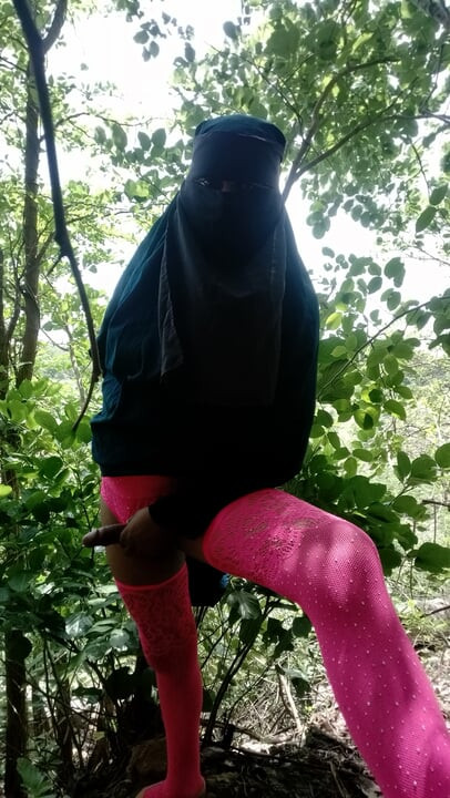 Jangal me mangal burqa niqab crossdresser Desi look