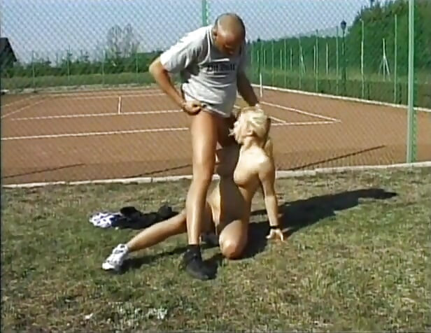 Tight whore football field fuck