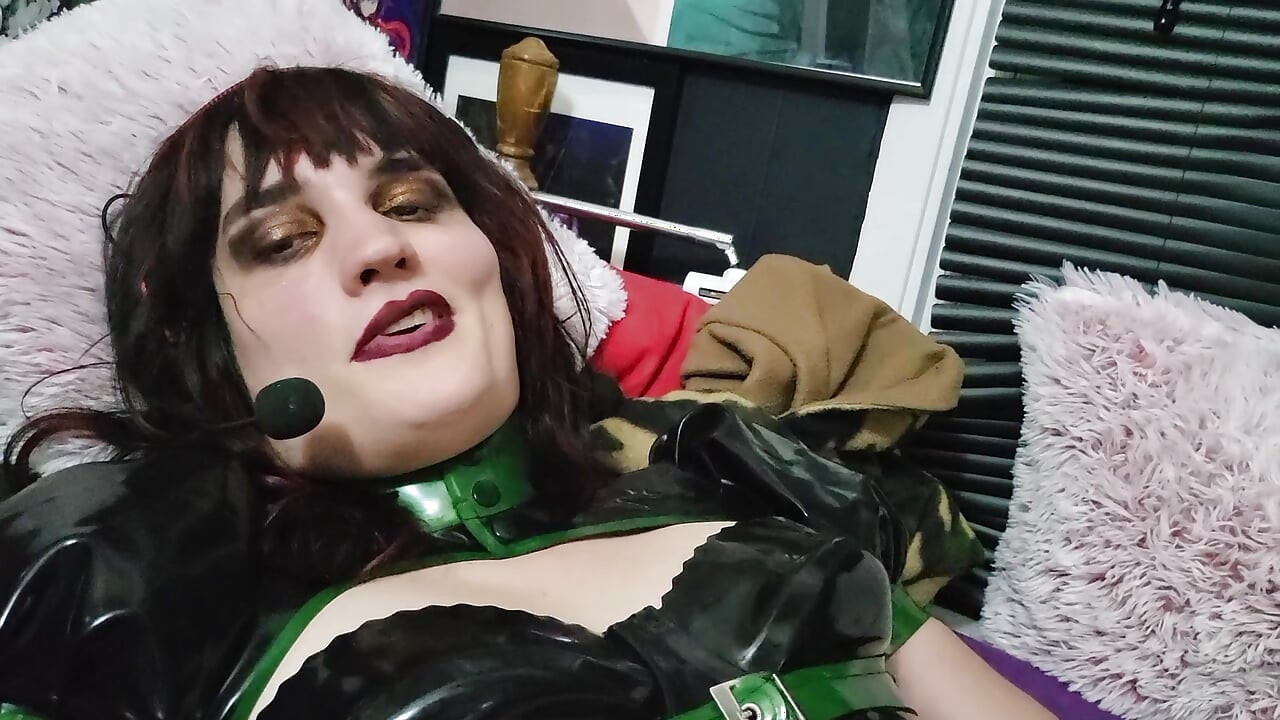Trans latex Maid Jerkoff & Cum