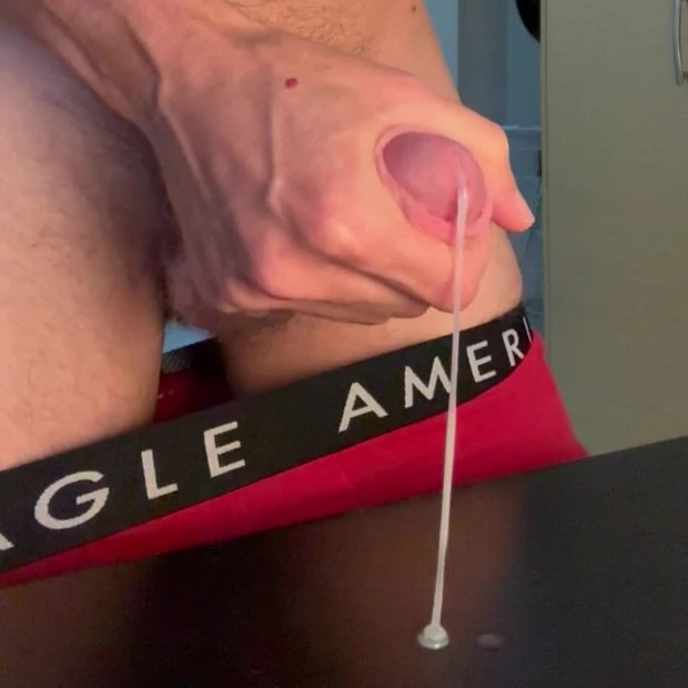 Cum explosion in slow motion over my table