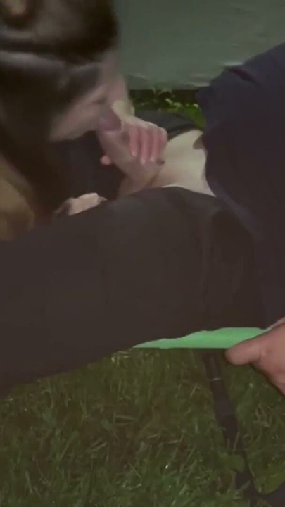 amateur MILF blows her husbands dick in the garden and gets her mouth ful of cum! | Clip 1