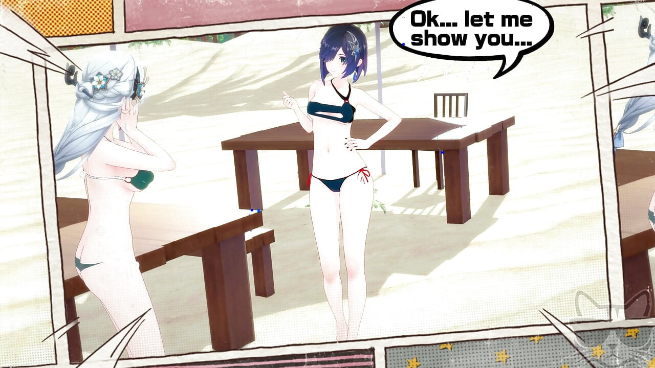 Yelan x Shenhe beach time ! (genshin impact)