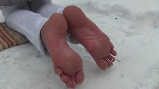 Foot in snow.