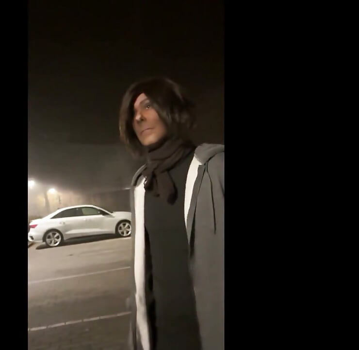 Crossdresser in Different Nylon Face Masks (encasement)