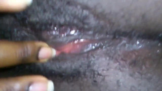 Ebony Wife Rubbing Her Wet Black Pussy