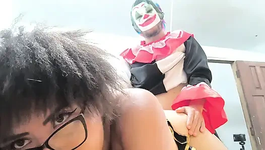 Stepson puts on a mask on Halloween and fucks his stepmother doggy style