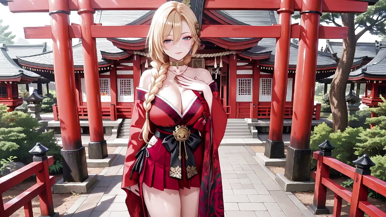 Red & Black Miko! Απαγορευμένη Προσευχή στο Ιερό, Έκθεση με Ψηλή Σχισμή στο Χακάμα, Βρεγμένο Βλέμμα της Χρυσής Θεάς!