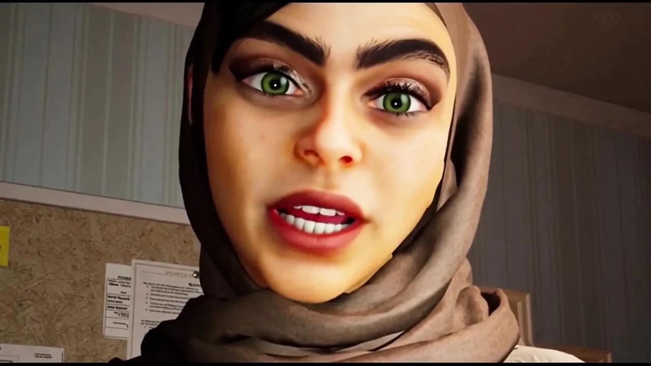 戴头巾、大胸的穆斯林女孩被肛交