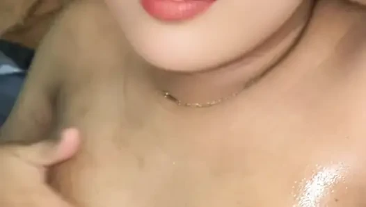 horny Stepmother jerks her dick to her big, soft, delicious breasts