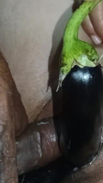 Memorable moment from "Sexy wife threesame try big vegetable  and Big cock in big pussy hole"