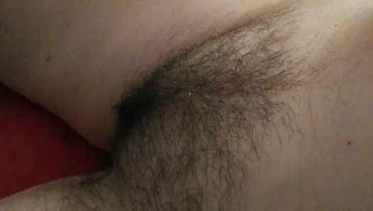 Mandy's extreme fat, hairy pussy & ass close-up trimming, POV