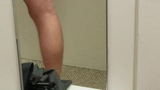 Squirt on mirror in public, shop fitting room