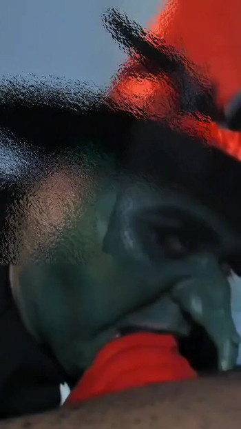 Powerful moment from "a very hot witch sucking a big cock and it doesn't fit in her mouth"
