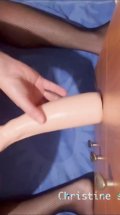Christine tries first time dildo hand fistng