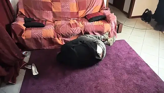 Crazy femdom girl punishing hard her male slave