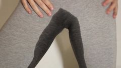 Cumming and pissing in my gray leggings