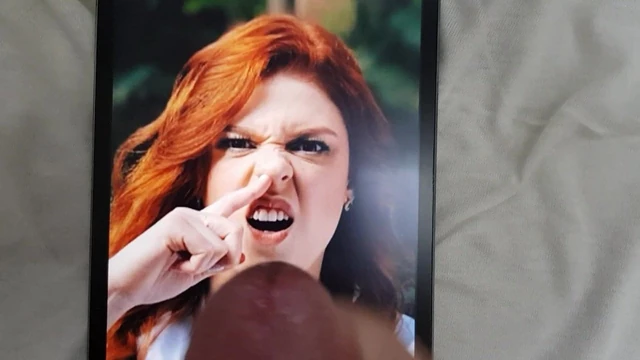 Cum tribute to redhead Amanda picking her nose