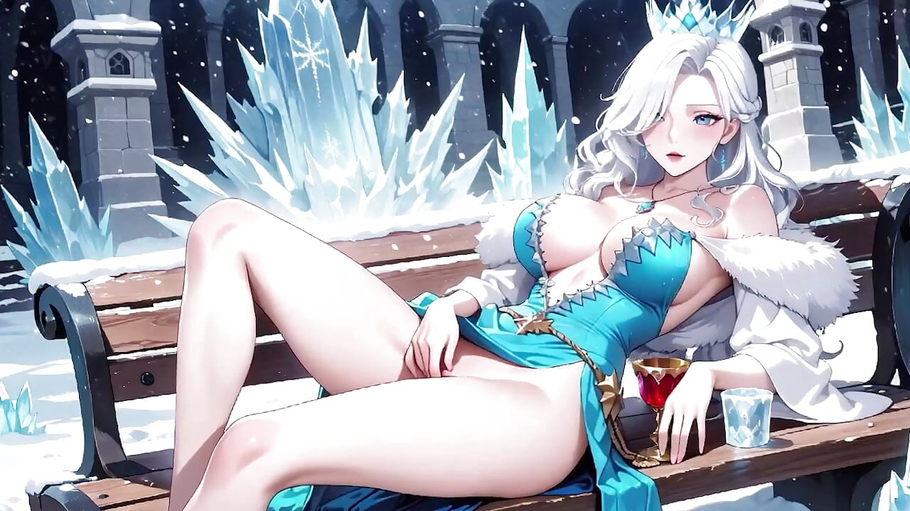 Mage de glace aux cheveux argentés dans un crystal hall ! Casting magic tout en regardant sans effort froid, mais ses lèvres tremblent.