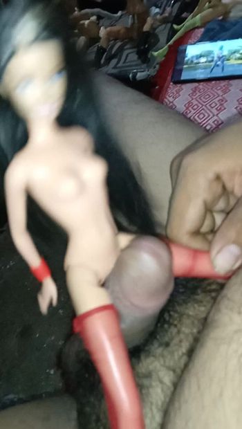 Black-haired Barbie Dalila wearing stockings