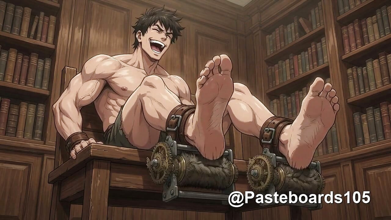 Stocks And Spinning Brushes - Muscle Hunks Laughing Through A Foot Test (2D Anime)