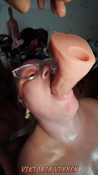 Extreme BBW Dildo Märkä ja sotkuinen syväkurkku sylki