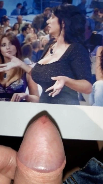 Cumtribute on big boobs of italian tv celebrity