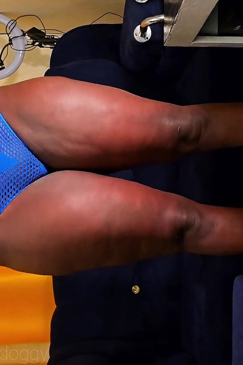 Big Ass Ebony Trying on Blue Bikini Set