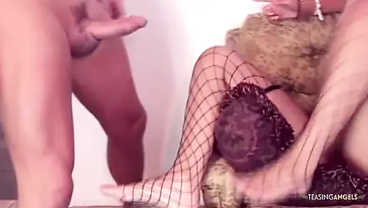 Another very thin and highly promiscuous woman engaged in anal intercourse and subsequently received a large amount of ejaculate
