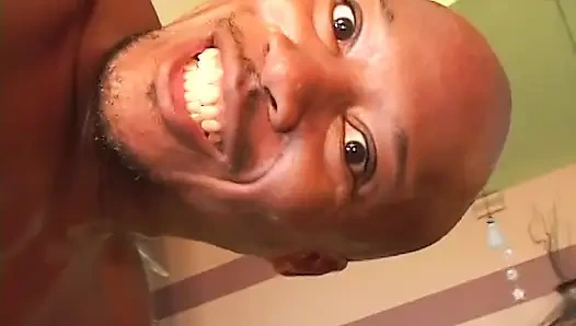 Two black sluts share jizz after stud fucks ebony bitch's asshole