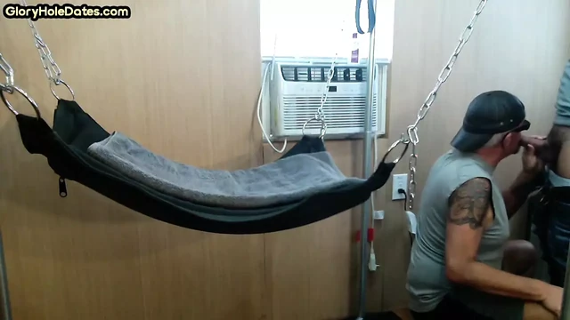 BJ amateur tattooed DILF gets fucked in sling after BJ