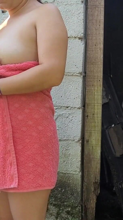 Thrilling moment from "Shower doesn't work, married woman asks the farm's caretaker for help using just a towel and pays"