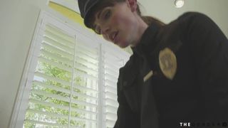 Blueeyed trans police officer enjoys it bareback analsex