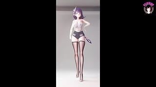 Genshin Impact - Thick Raiden In Sexy Shorts And Stockings Dancing (3D HENTAI)