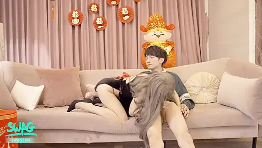 Fans Visit an Idol During CNY and Bring Her a Hard Fuck